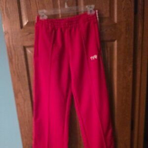 Men’s TYR Red Warm-Up Sweatpants M 33” Inseam White Stripe Track Pants